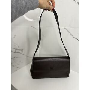 GFF Gianfranco Ferré Dark Brown Saffiano Leather Baguette Bag Italy old money